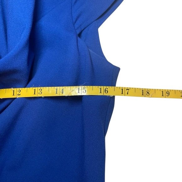 Calvin Klein Royal Blue Sheath Dress Pockets Career Cocktail Drape Neck Sz 2 EUC - Picture 9 of 11